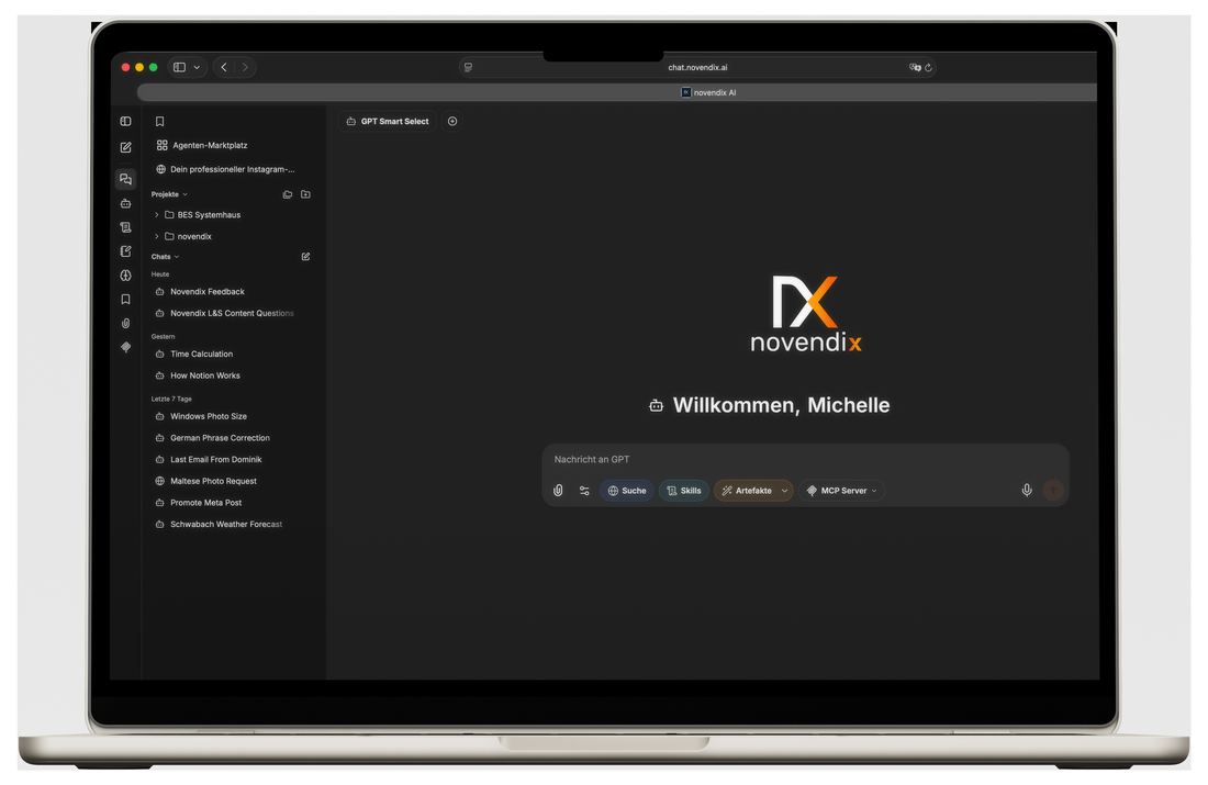 novendix.AI Plattform Live-Ansicht