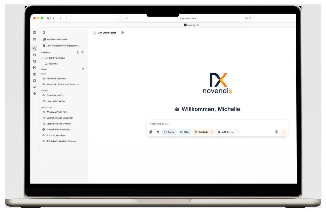 novendix.AI Plattform Live-Ansicht